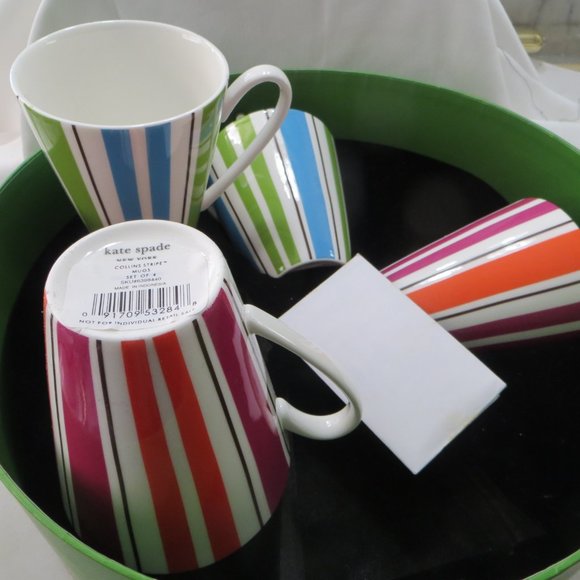 Kate Spade Collins Stripe Mugs Set of 4 - Picture 7 of 8